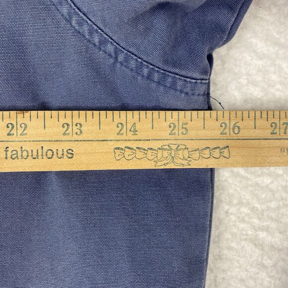 Vtg St Johns Bay Jacket Womens Sz L Blue Chore Coat Hooded Plaid Lined Full Zip - Picture 16 of 16